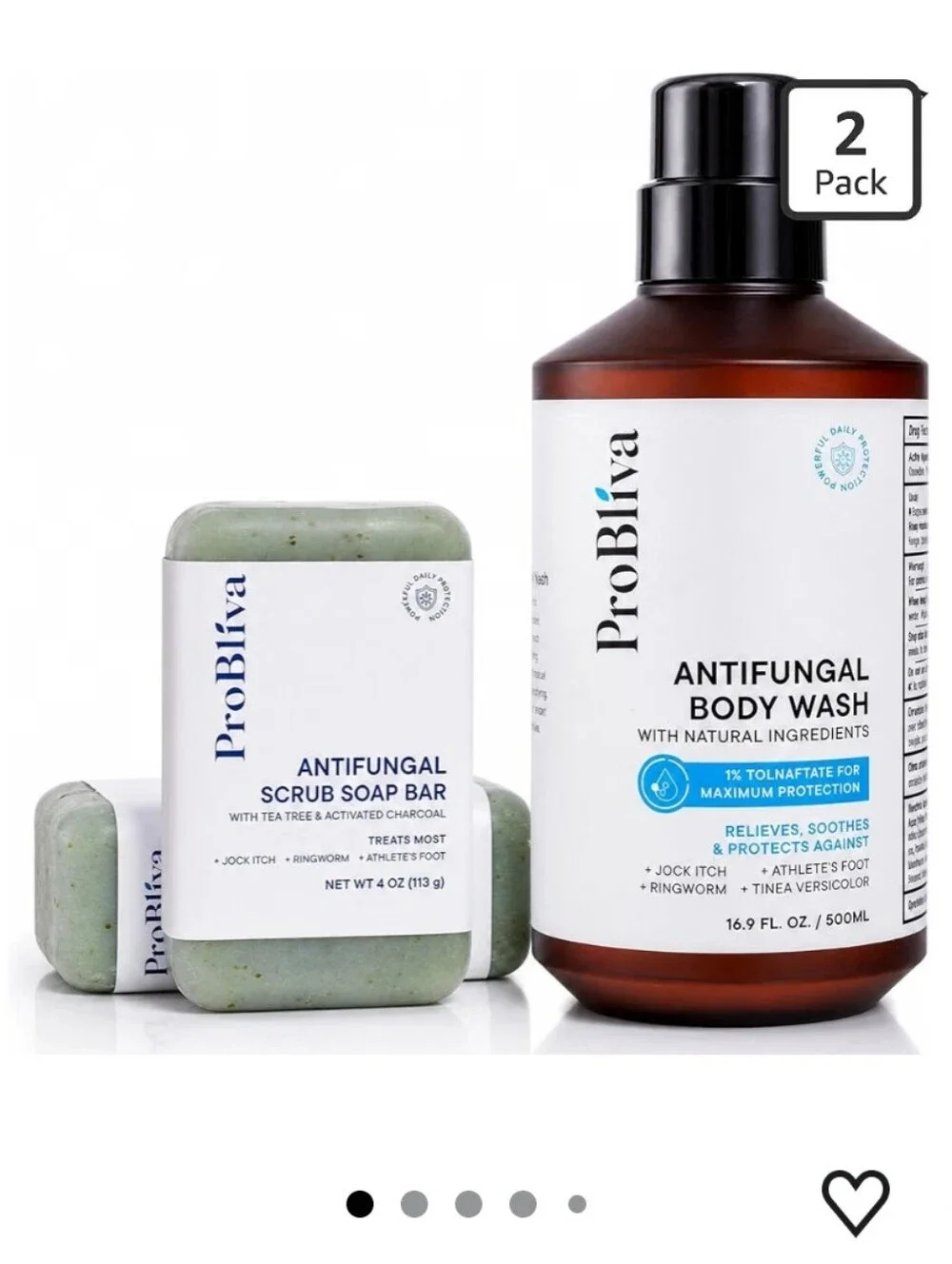 Antifungal Body Wash Treatment Kit - Scrub Soap Bar with Gel Jock Itch Ring Worm